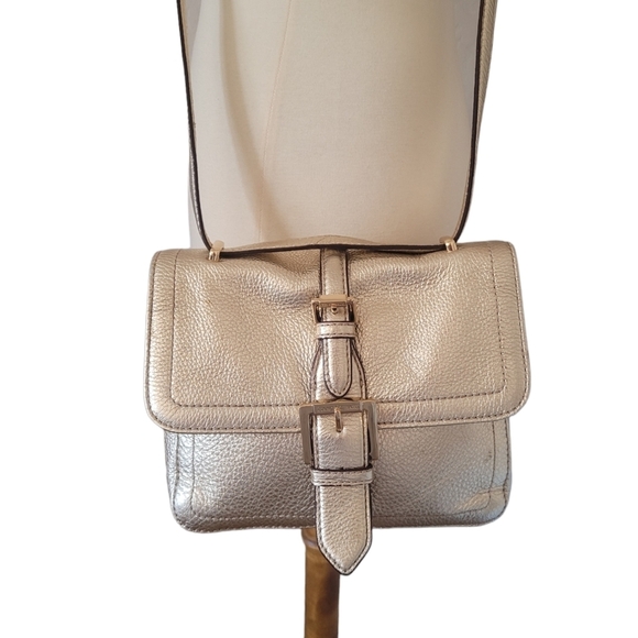 Isaac Mizhari Gold Pebble Faux Leather Crossbody Bag - Picture 3 of 8